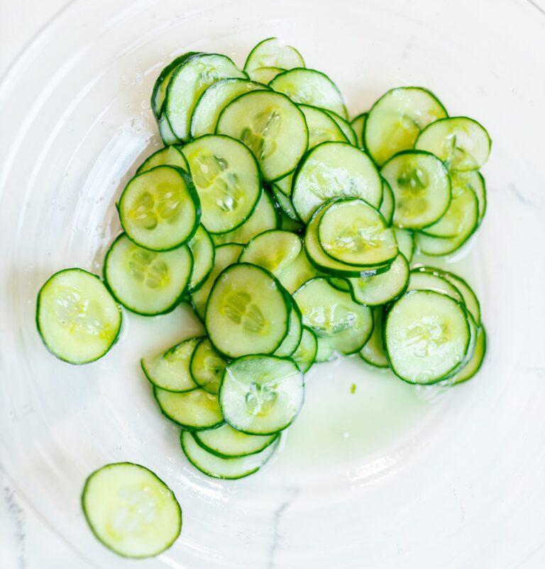 schijfjes komkommer in bovenaanzicht