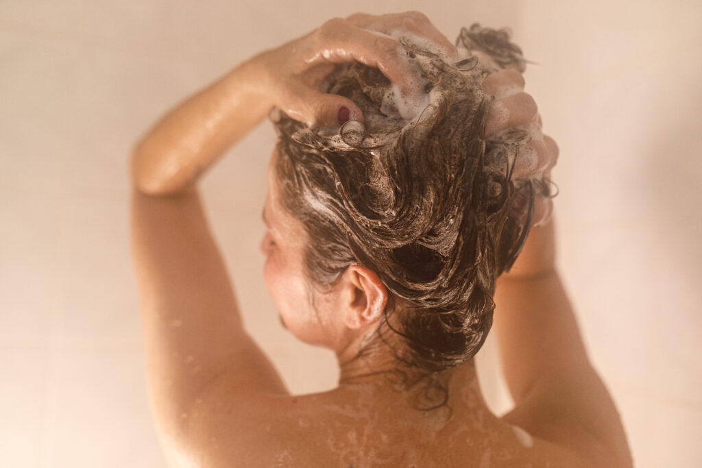 woman washing her hair